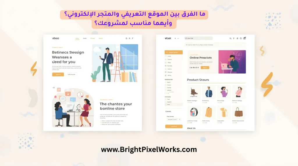 ما الفرق بين الموقع التعريفي والمتجر الإلكتروني؟
